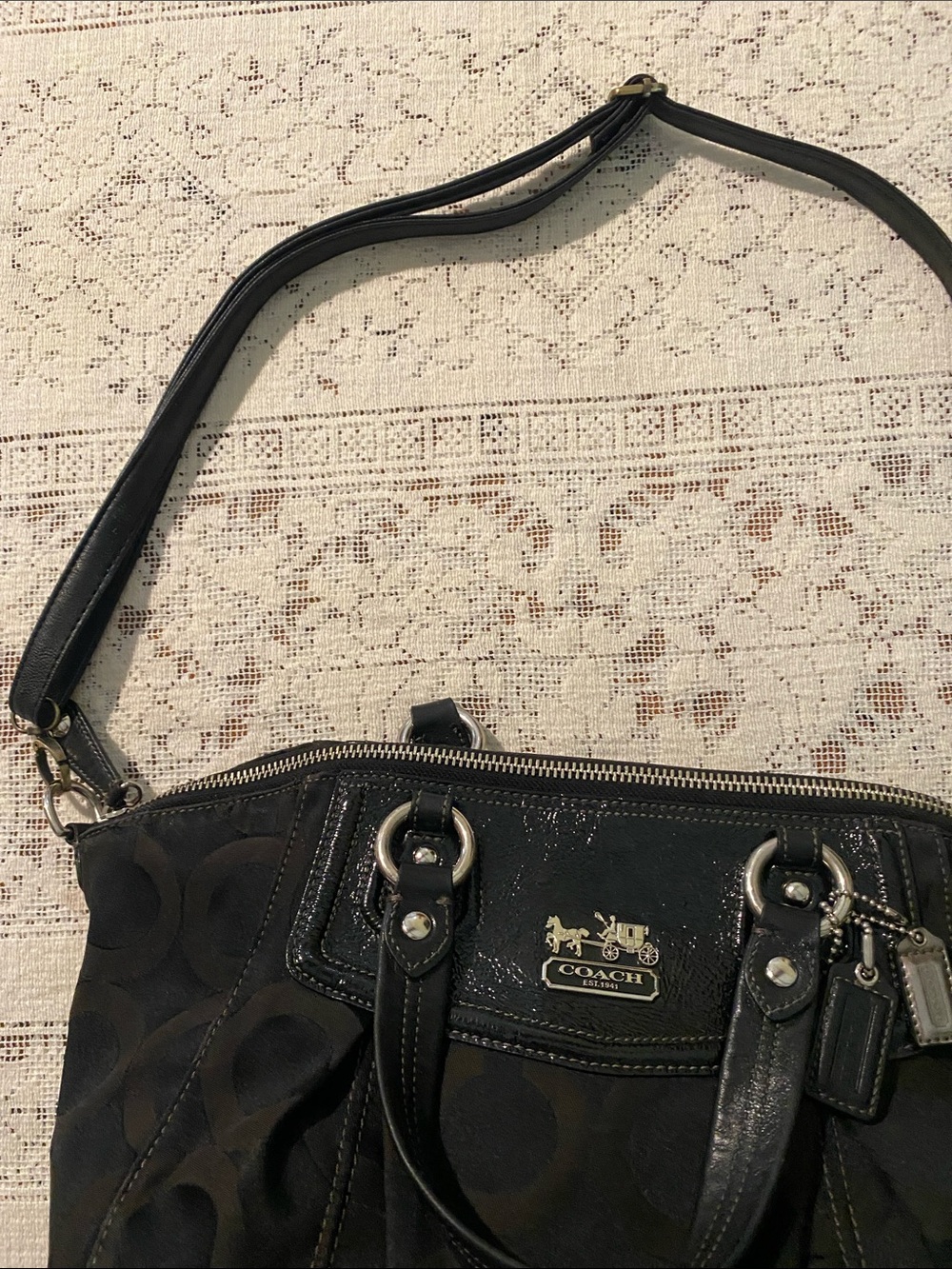 Coach Black Signature Jacquard Tote with Leather Accents -Y2K- non-smoker - Picture 14 of 16